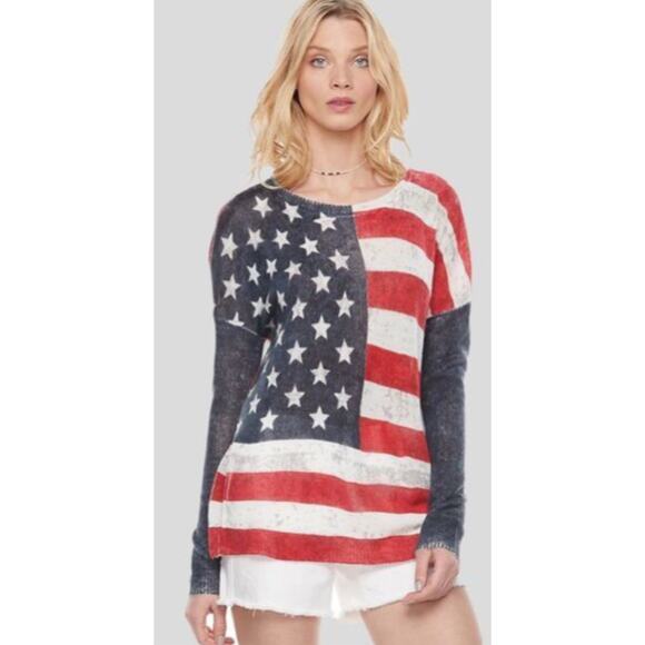 Rock & Republic Sweaters - NWOT ROCK & REPUBLIC Sweater XL American USA Flag Crewneck Long Sleeve Acrylic